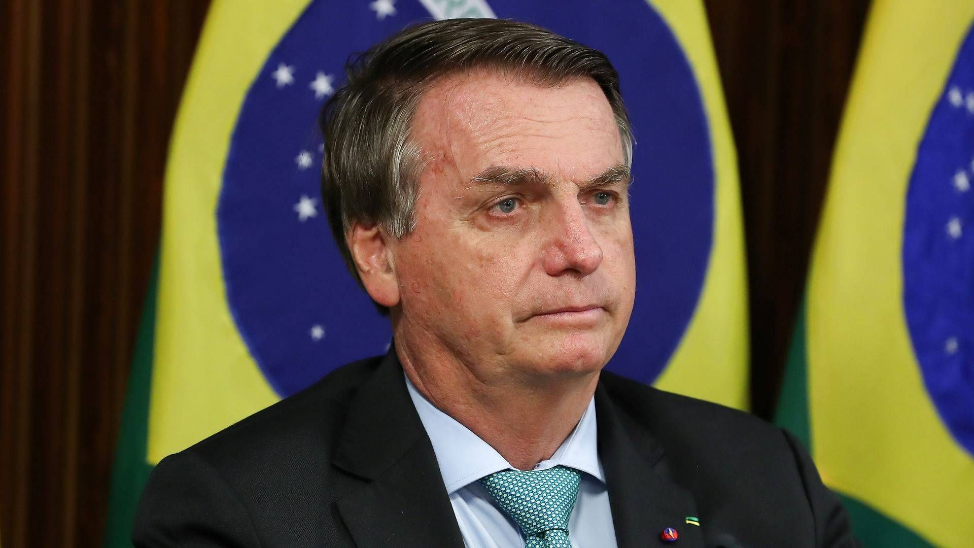 Brasiliens præsident Jair Bolsonaro ved klimatopmødet torsdag. | Foto: Marcos Correa/Reuters/Ritzau Scanpix