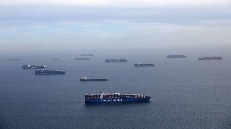 Ships waiting in line off the US West Coast earlier in April. | Photo: Lucy Nicholson/Reuters/Ritzau Scanpix
