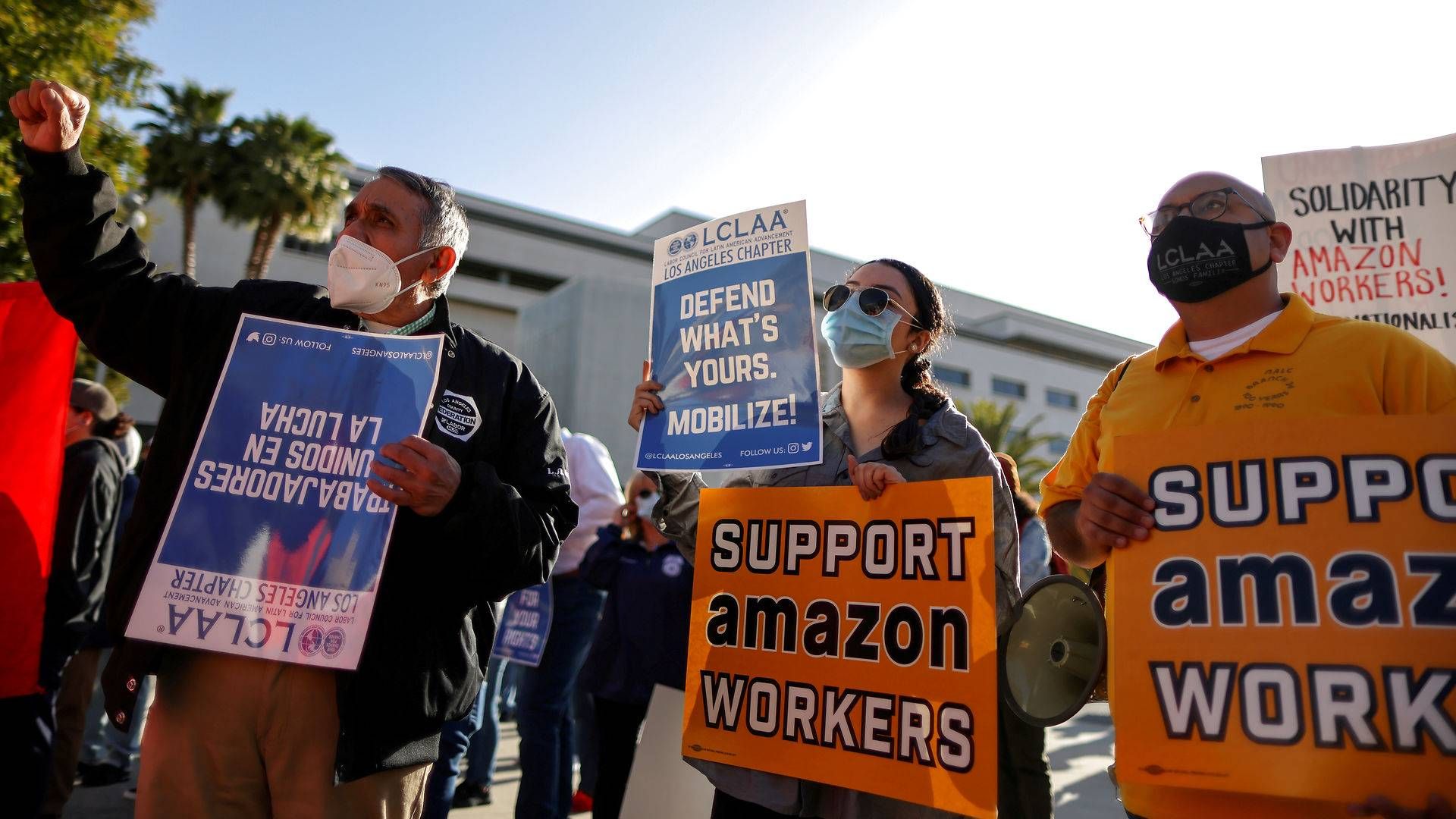Lønstigningen i Amazon kommer efter flere ugers uroligheder flere steder i USA på baggrund af en stridighed om organiseringen af en fagforening i staten Alabama. | Foto: Lucy Nicholson/Reuters/Ritzau Scanpix