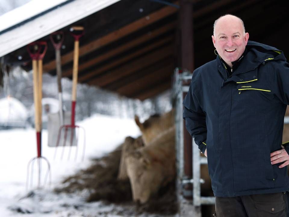 BONDE OG BANKSJEF: Administrerende direktør Øystein Snuggerud i Næringsbanken driver egen gård på fritiden. | Foto: Asmund Hanslien