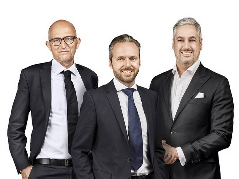 Partnerne i Engel & Völkers Danmark. Fra venstre: Mikkel Søby, Henrik Svane, James Iuel-Brockdorff. | Foto: PR / Engel & Völkers