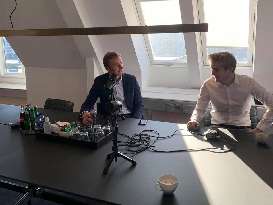 Host Philip Hyldedal (left) and Sofus Koba, recording a podcast at EQT. | Photo: CBS Private Equity / PR