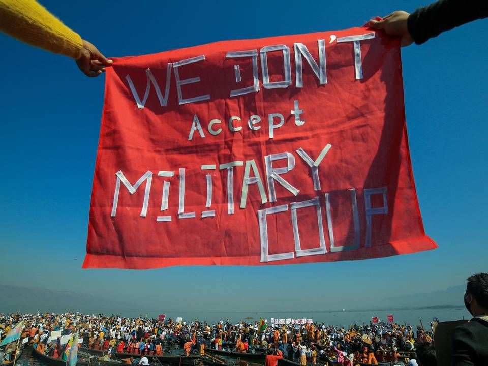 Arkivfoto: Demonstration mod Myanmars militærkup, 11. februar 2021. | Foto: STR/AFP / AFP