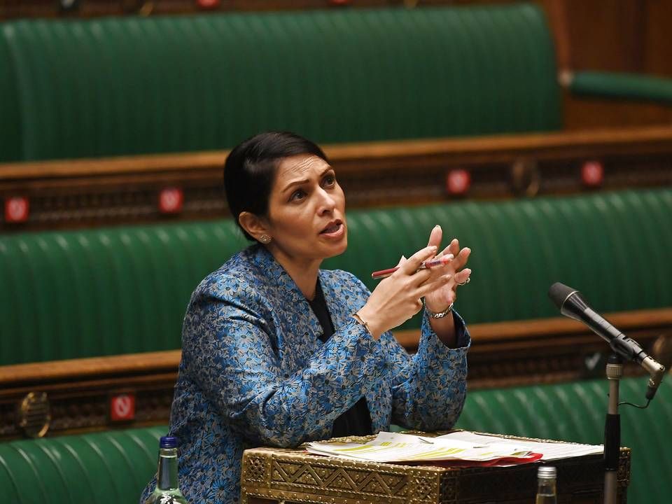 Storbritanniens indenrigsminister, Priti Patel står bag lovforslaget om straf for hadske indlæg. | Foto: Jessica Taylor/Reuters/Ritzau Scanpix