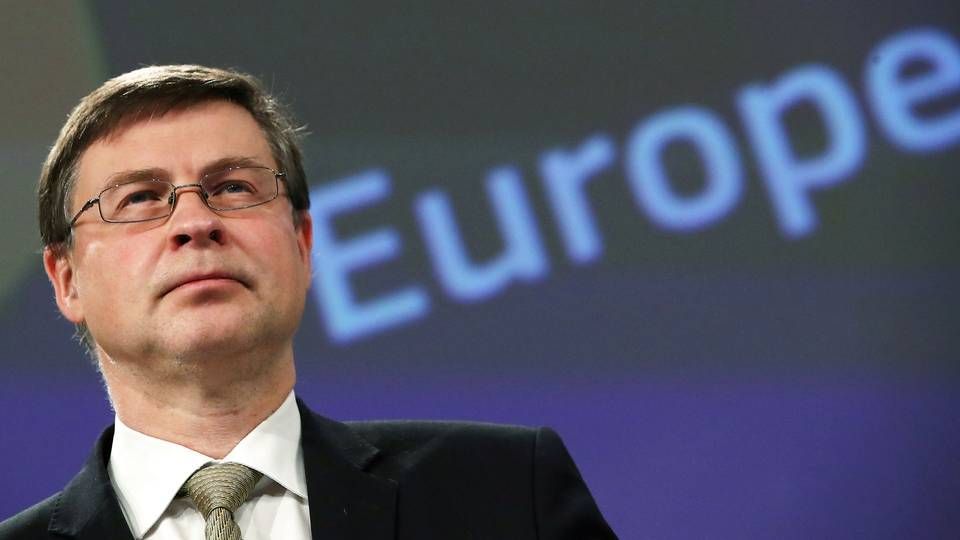 Det er viceformand for EU-Kommissionen, Valdis Dombrovskis, der tirsdag skal fremlægge en handlingsplan for vikrsomhedsbeskatning i EU for sine kommissærkolleger i Kommissionen. | Foto: Yves Herman/Reuters/Ritzau Scanpix