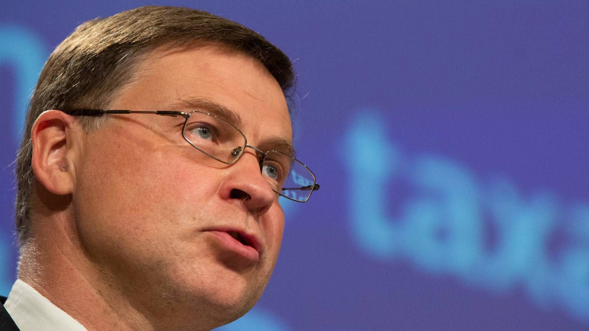 Næstformand i EU-Kommissionen Valdis Dombrovskis. | Foto: Virginia Mayo/AFP / POOL