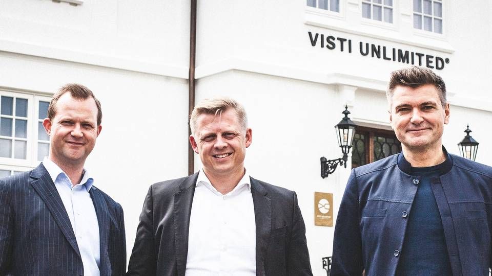 Thomas Visti (th.) sammen med BlueKeys stiftere, Steffen Johnstad-Møller og Henrik Drud. | Foto: Bluekey / PR