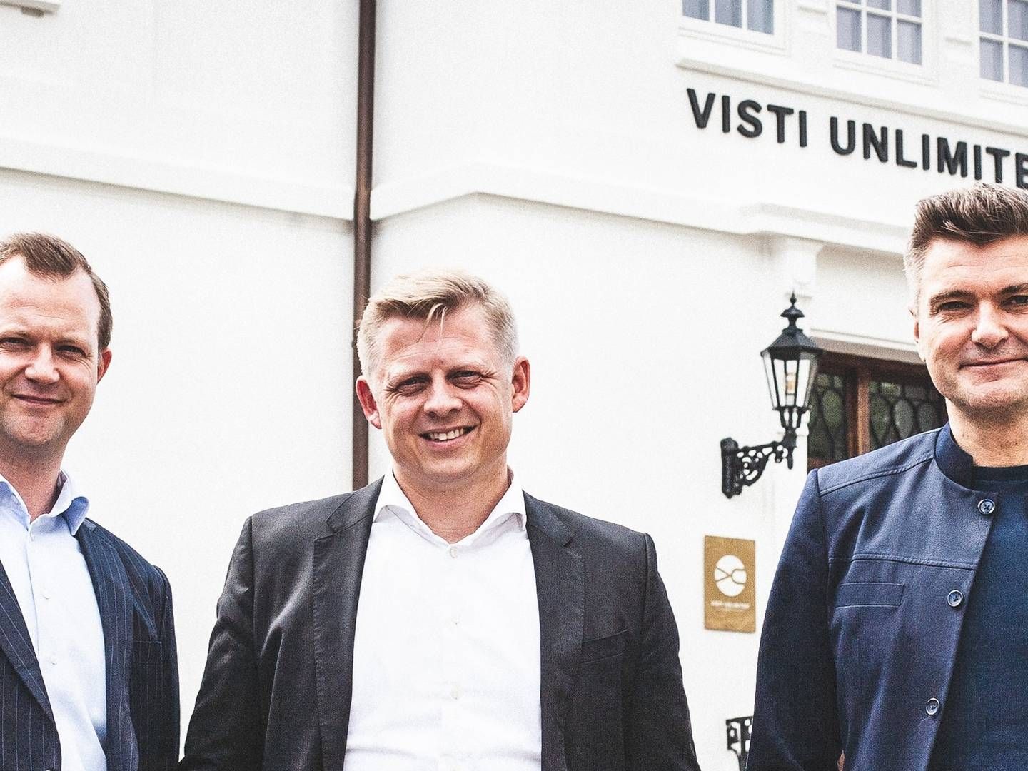 Thomas Visti (th.) sammen med BlueKeys stiftere, Steffen Johnstad-Møller og Henrik Drud. | Foto: Bluekey / PR