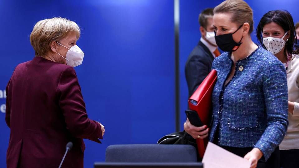 Den tyske forbundskansler Angela Merkel og den danske statsminister Mette Frederiksen. | Foto: Pool/Reuters/Ritzau Scanpix