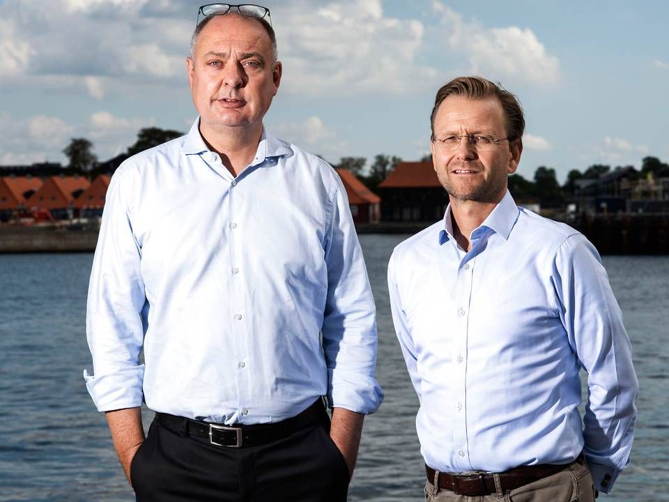 Adm. direktør i Siteimprove Morten Ebben (tv.) og Frederik Näslund, Nordic Capitals partner. | Foto: Gregers Tycho/Ritzau Scanpix
