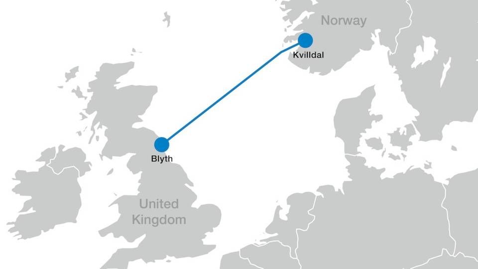 BEGRENSES: North Sea Link får en importbegrensning i fem dager fra 3. til 8. januar. | Foto: North Sea Link, ABB