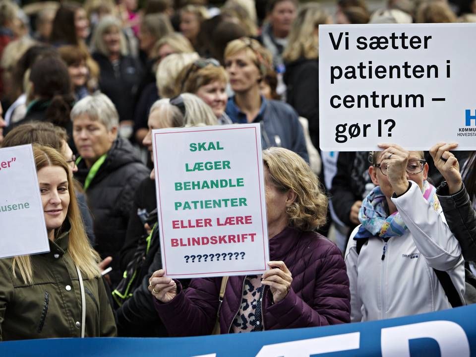 Sundhedsplatformen udløste i 2017 demonstrationer blandt lægesekretærer | Foto: Martin Lehmann // Politiken