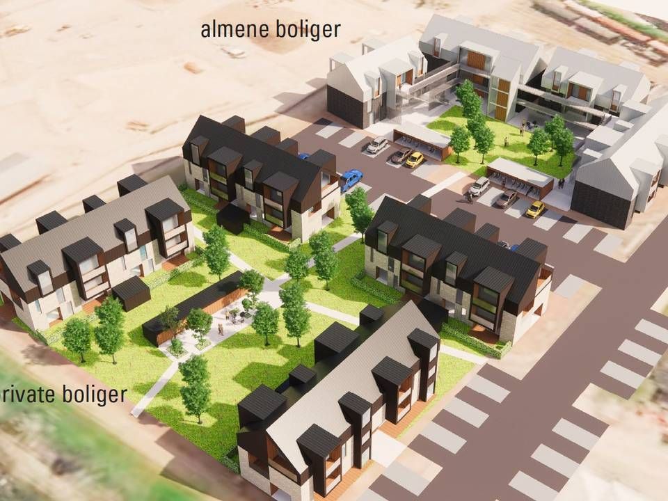 Projektet i Mariager kommer til at bestå af både almene og private boliger. | Foto: PR visualisering