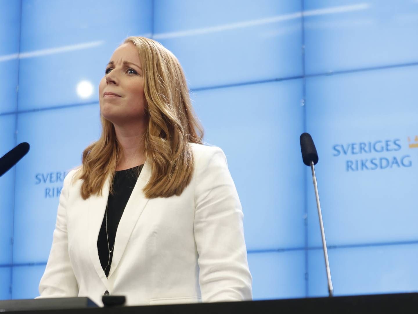 "Vi er parate til at trykke gult (undlade at stemme, red.) i spørgsmålet om en regering bestående af Socialdemokraterna og Miljöpartiet," fastslår Annie Lööf. | Foto: 60160 Stefan Jerrevång/ TT/TT NYHETSBYRÅN / TT NYHETSBYRÅN