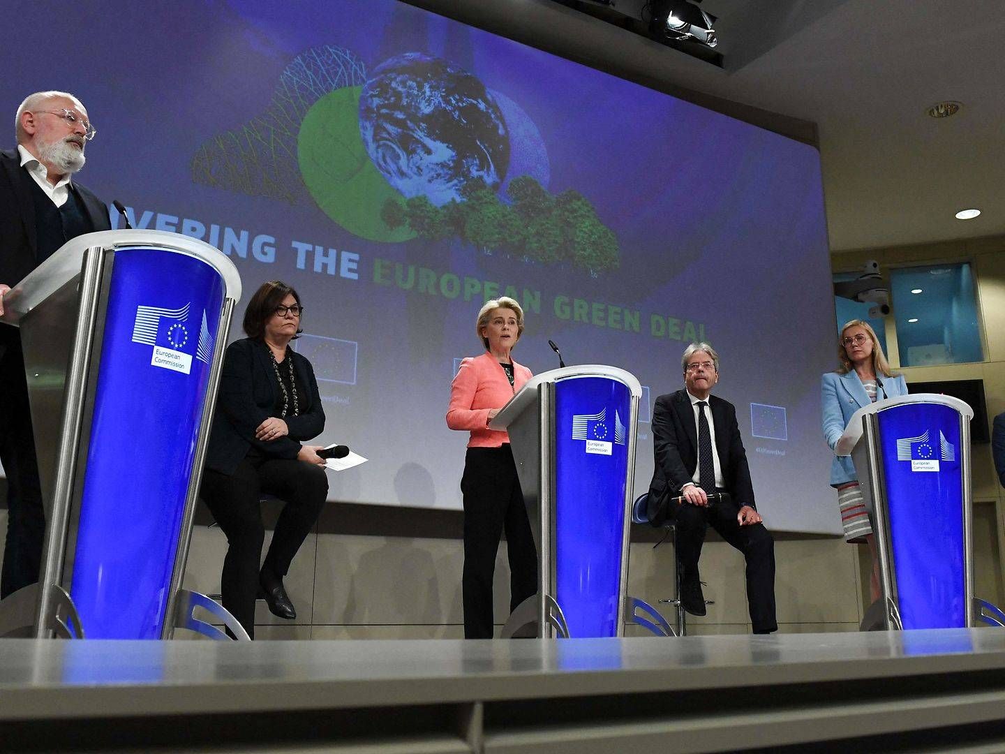 Onsdag fremlagde EU-kommissionen sit forslag til en klimalovpakke, som skal sikre minimum 55 pct. reduktion i CO2-udledningen i 2030. | Foto: John Thys/AFP/Ritzau Scanpix