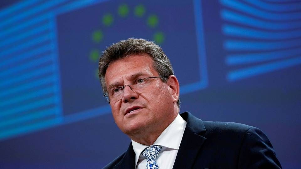 Maros Sefcovic, vicepræsident i EU-Kommissionen med ansvar for britiske relationer, hævder, at EU "ikke vil indvillige i at genforhandle protokollen". | Foto: Pool/Reuters/Ritzau Scanpix