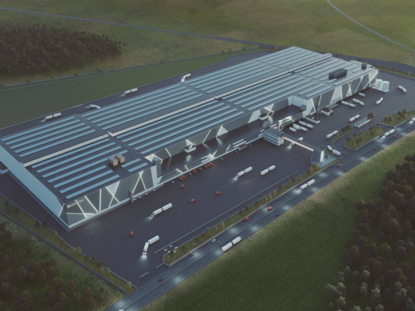 Logicenters er lige nu ved at opføre denne 110.000 m2 store lagerbygning i Bålsta i Sverige 50 km fra Stockholm. | Foto: Logicenters PR