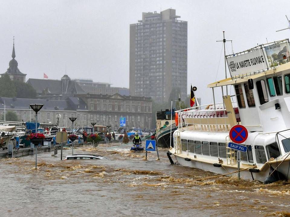 Oversvømmelserne har bl.a. ramt Belgien. På billedet er det Liege, der er under vand | Foto: Bernard Gillet/AFP/Ritzau Scanpix