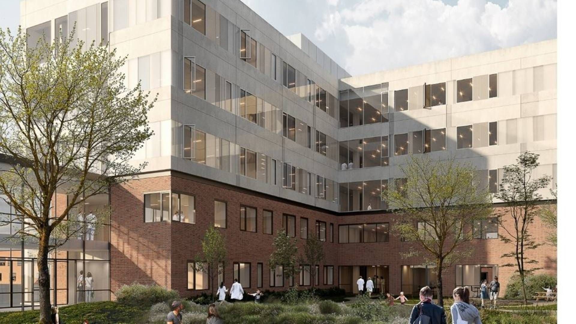 De to nederste etager i hospitalsbygningen kommer til at rumme et nyt diabetescenter, mens de øverste tre etager vil huse Region Sjællands eksisterende lægeuddannelse. | Foto: PR / Region Sjælland