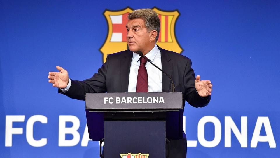 FC Barcelonas præsident, Joan Laporta, på et pressemøde fredag. | Foto: Pau Barrena/AFP/Ritzau Scanpix