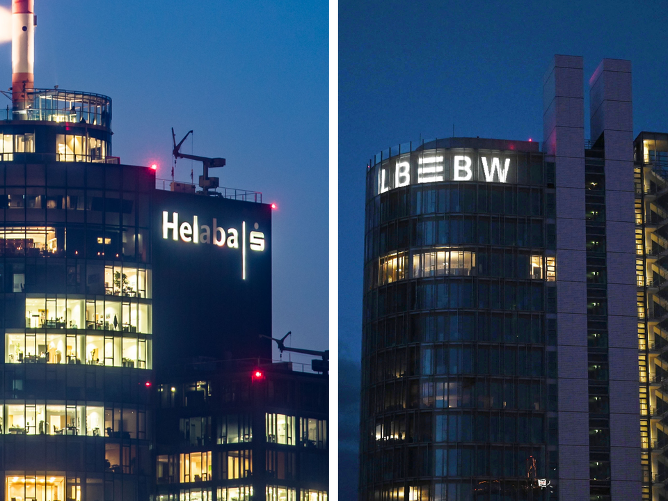 Gebäude der Helaba (links) und der LBBW (rechts). | Foto: picture alliance / Frank Rumpenhorst/dpa (links); picture alliance/dpa | Marijan Murat (rechts)