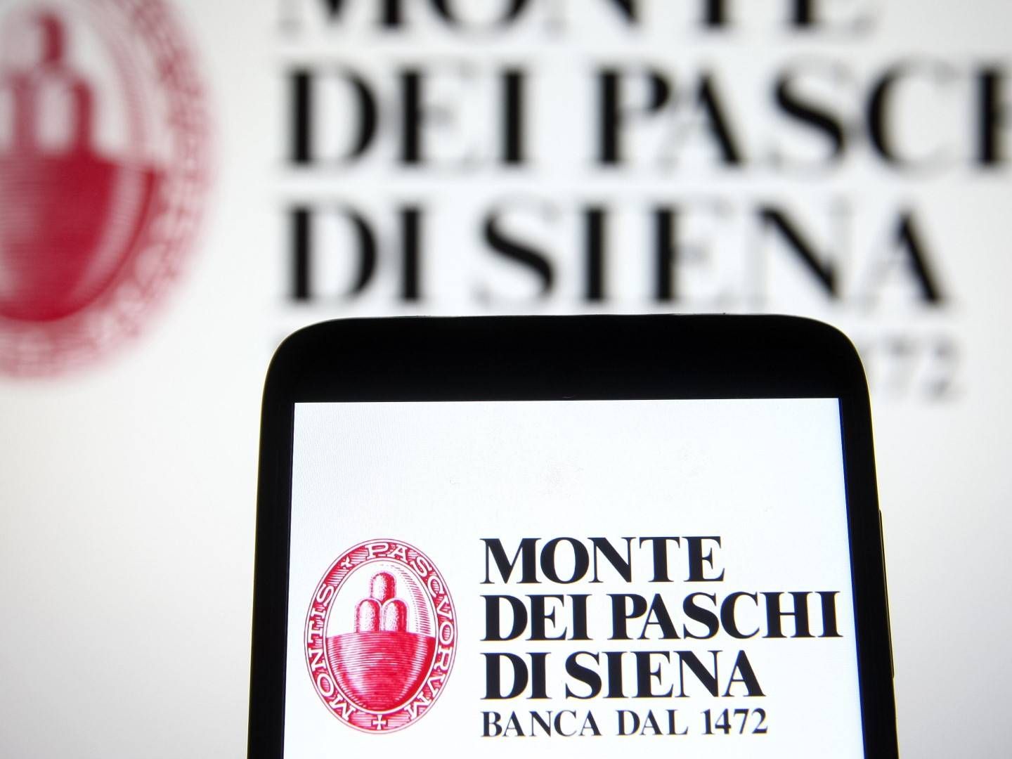 Logo der Monte dei Paschi di Siena. | Foto: picture alliance / ZUMAPRESS.com | Pavlo Gonchar