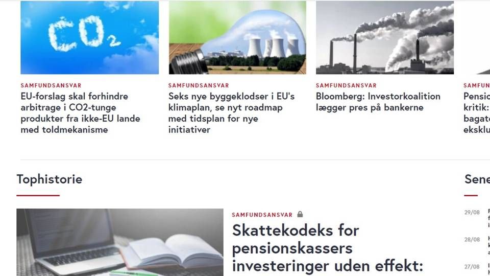 Økonomisk Ugebrev Samfundsansvar bekæftiger sig bl.a. med ansvarlige investeringer og CSR | Foto: Screenshot