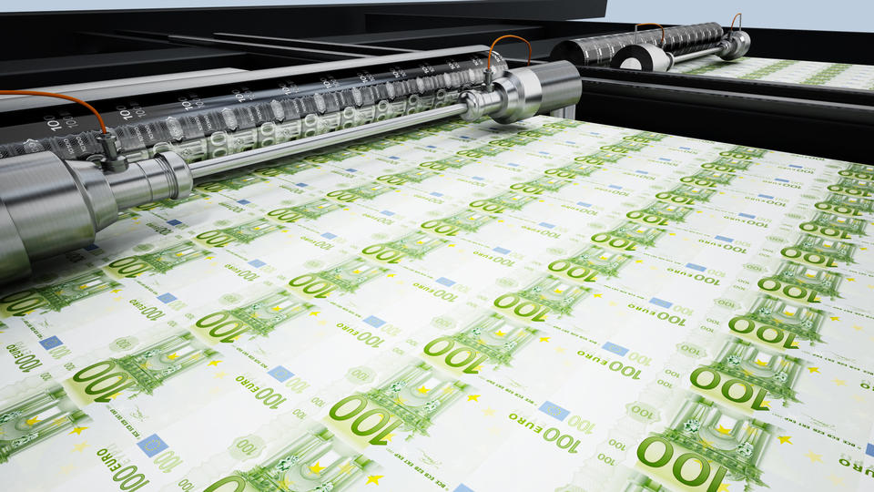 Gelddruckmaschine mit 100-Euro-Noten | Foto: picture alliance / Zoonar