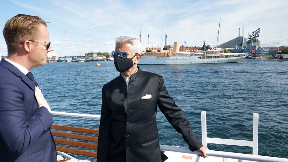 Subrahmanyam Jaishankar er Indiens udenrigsminister og har netop besøgt Danmark, hvor han her vises rundt af udenrigsminister Jeppe Kofod (S). | Foto: Keld Navntoft/Ritzau Scanpix
