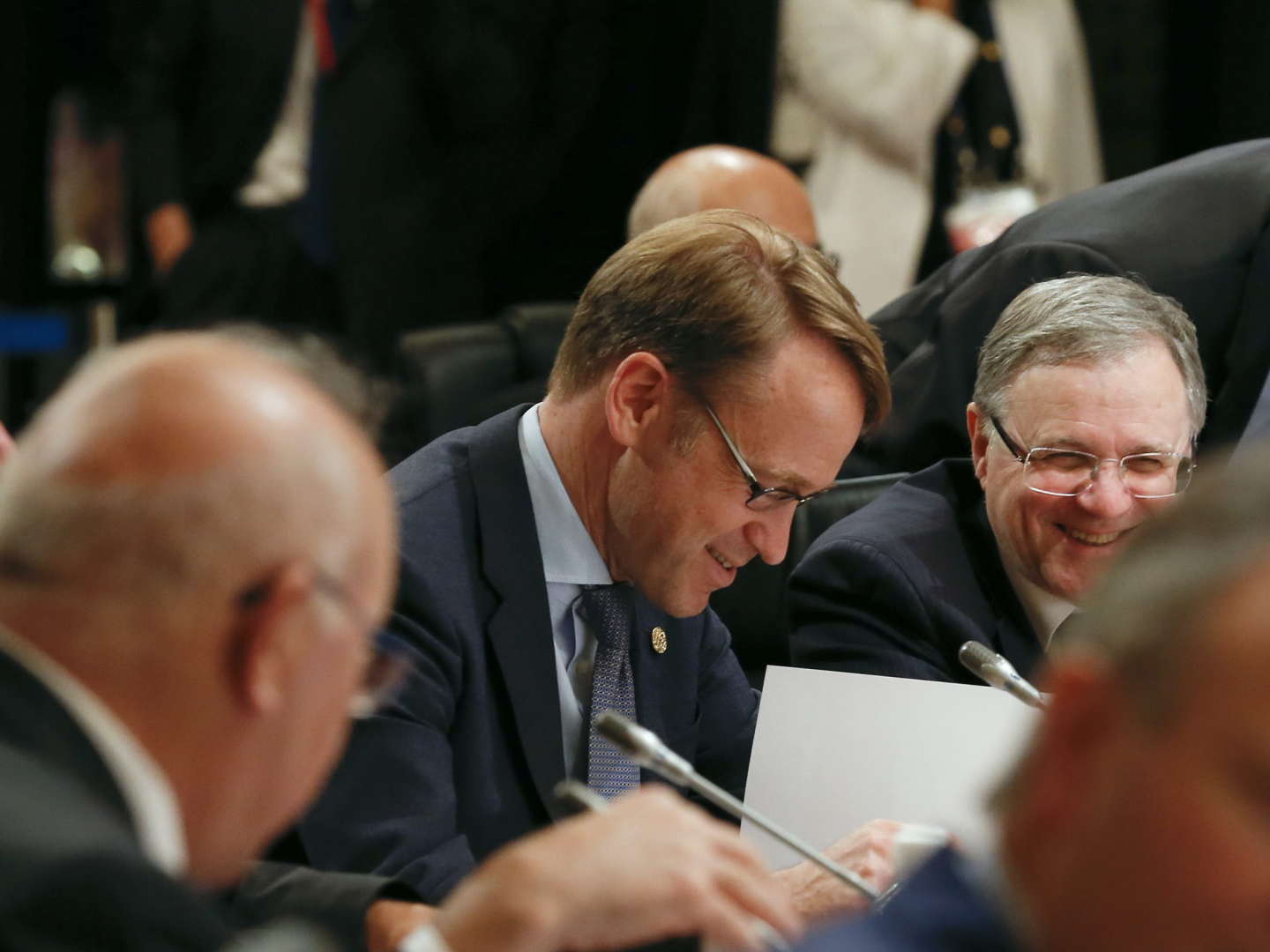 Bundesbankchef Jens Weidmann im Gespräch mit Italiens Notenbankchef Ignazio Visco bei einem Treffen der G7-Finanzminister und -Notenbanker | Foto: picture alliance / dpa