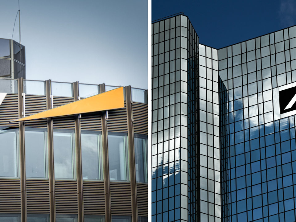 Logos von EY und Deutscher Bank. | Foto: picture alliance / Juergen Held | Global Travel Images (links); picture alliance/dpa | Arne Dedert (rechts)