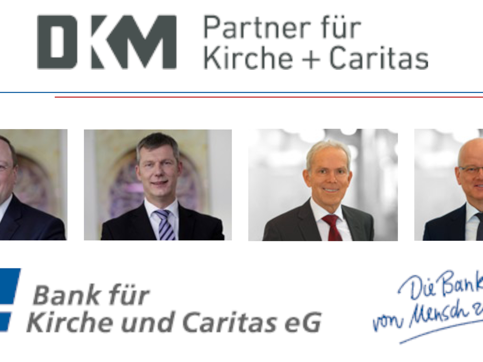 Die Vorstände der fusionierenden kirchlichen Banken (v.l.): Christoph Bickmann und Gerrit Abelmann (DKM), Richard Böger und Jürgen Reineke (BKC).