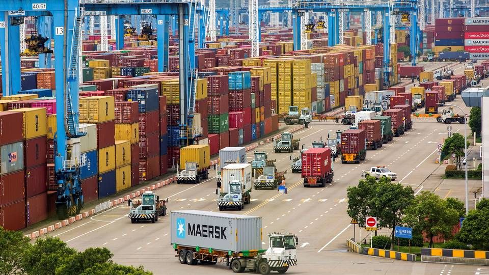 Billedet er fra havnen i Ningbo i Kina, som har været ramt af nedlukninger som følge af coronakrisen og dermed skabt problemer for verdenshandlen. | Foto: Stringer/Reuters/Ritzau Scanpix