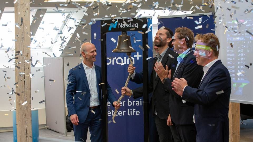 Brain+-ledelsen ved børsstart. | Foto: Asger Frisgård / Brain+ / PR