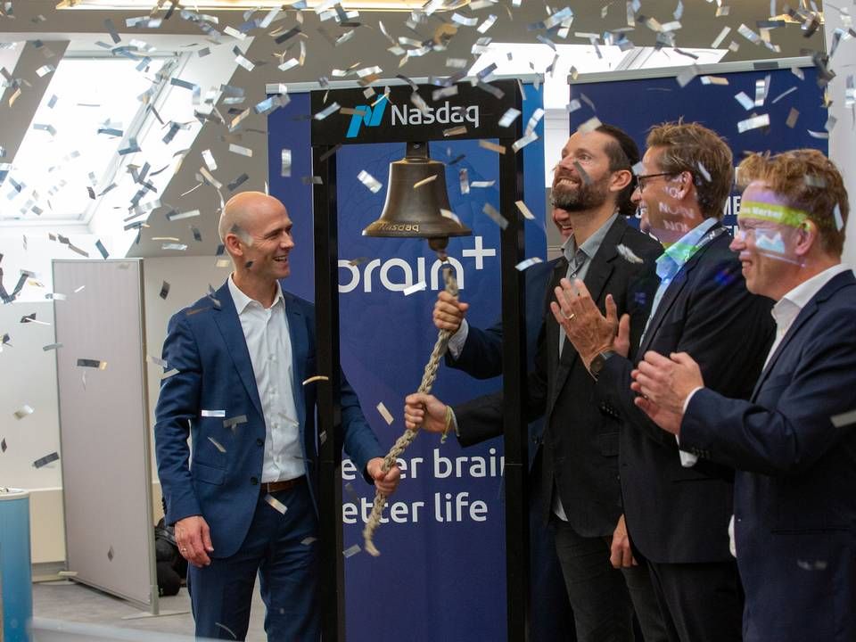 Det digitale medicinalselskab Brain+ ringer med børsklokken torsdag 7. oktober 2021. | Foto: Asger Frisgård / Brain+ / PR