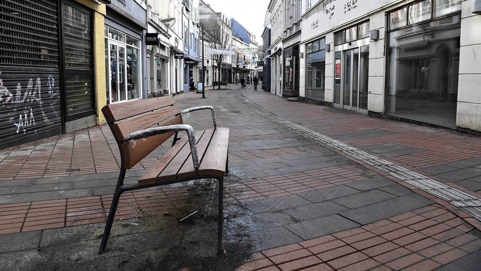 Gågaden i Kolding. På landsplan er antallet af tomme butikslokaler det laveste i ti år. | Foto: Ernst van Norde