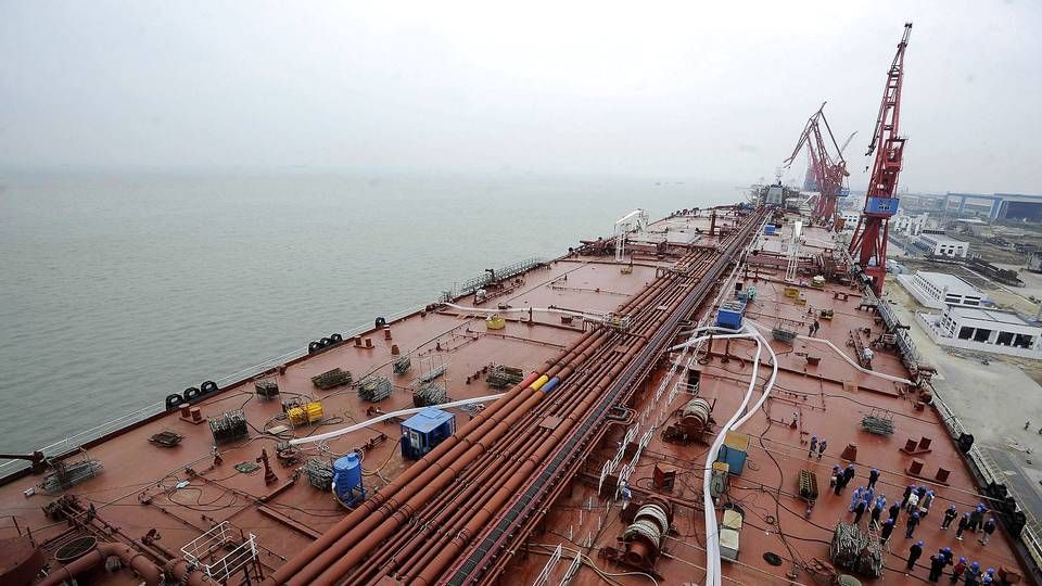 Et VLCC-tankskib bygges i Kina. Ingen relation til de seks skibe, Ocean Yield køber. | Foto: Li Huang/AP/Ritzau Scanpix