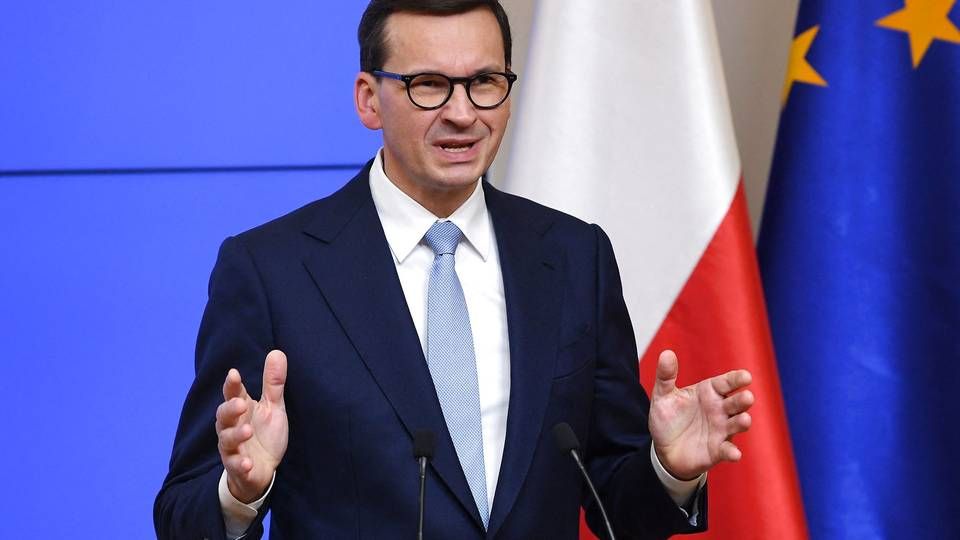 Polens premierminister, Mateusz Morawiecki, argumenterede i torsdags ved EU-topmødet, at landet ikke vil lade sig "afpresse". | Foto: John Thys/AFP/Ritzau Scanpix