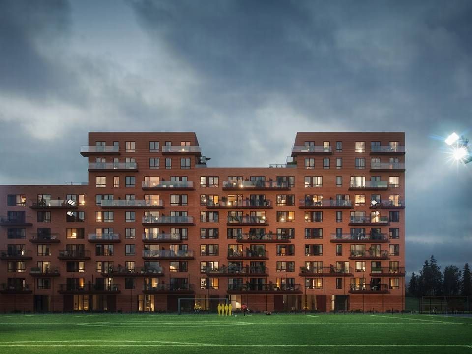 «BAK MÅL»: Kjøperne får panoramautsikt til Rolvsrud stadion. | Foto: AF Gruppen