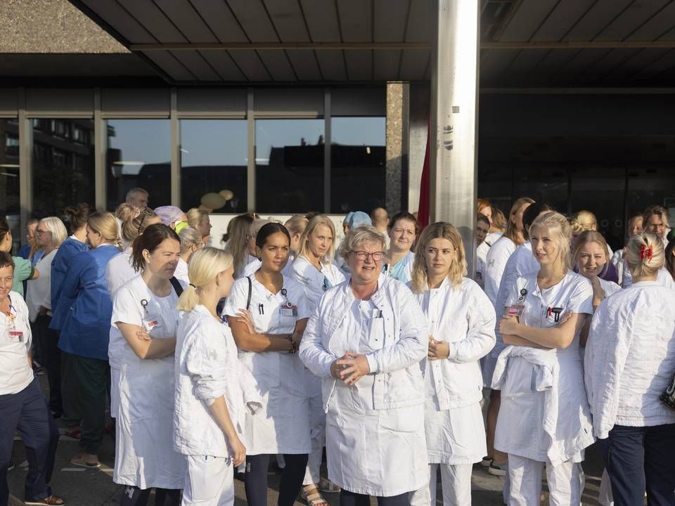 Tilbage i September stejkede flere sygeplejesker, selvom konflikten formelt set var afsluttet. Onsdag morgen strejker sygeplejerskerne igen, nu over arbejdsvilkår. | Foto: Marcus Emil Christensen