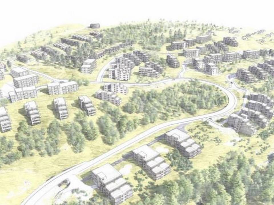 Illustrasjonen viser hvordan prosjektet kan bli. På Kolstad er det tiltenkt 730 boenheter. I tillegg er det lagt planer for opp til 100 boliger på Klommestein skog og | Foto: Asplan Viak