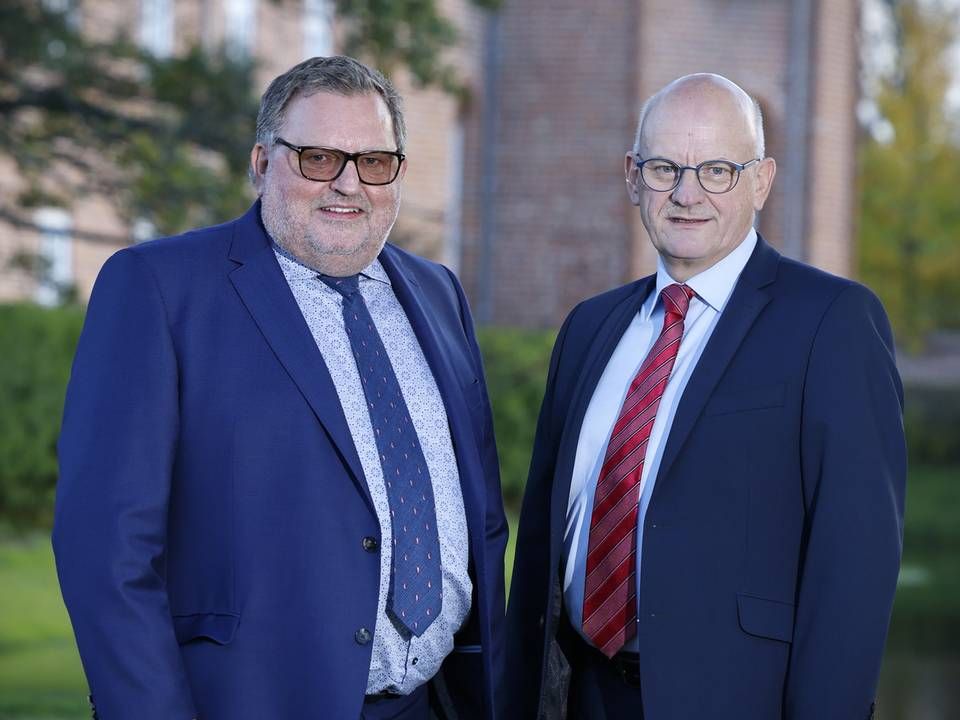 Per Sønderup (tv) og Vagn Hansen står i spidsen for Sparekassen Danmark som ligeværdige adm. direktører. | Foto: PR/Sparekassen Danmark