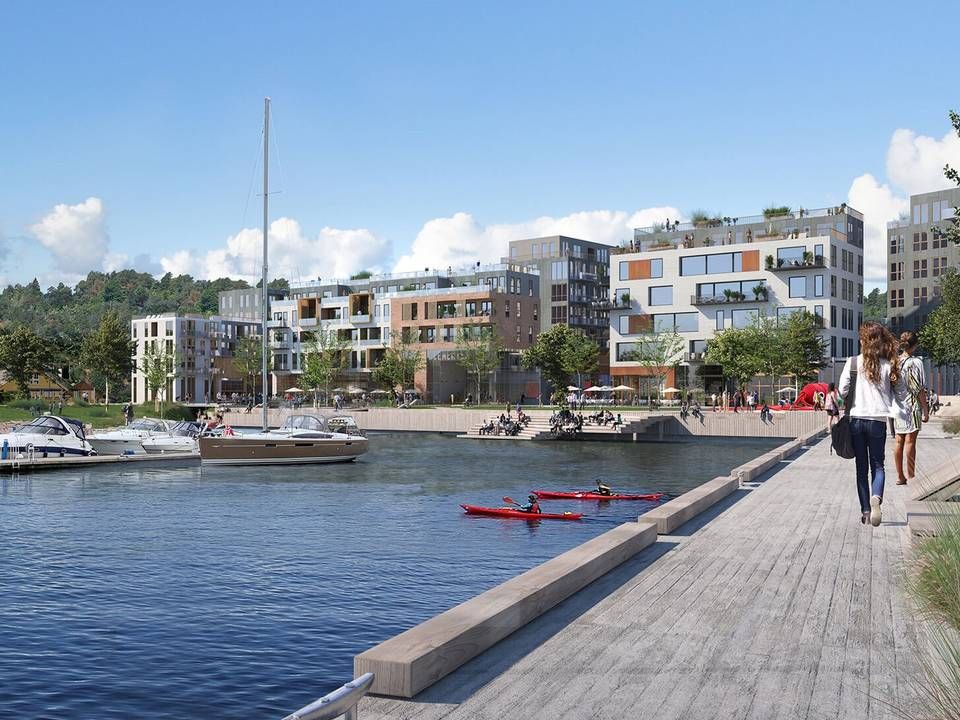 OSLONÆRT: I vannkanten ved Oslofjorden skal Slemmestad forvandles til en levende kystby. | Foto: Illustrasjon: Slemmestad Brygge