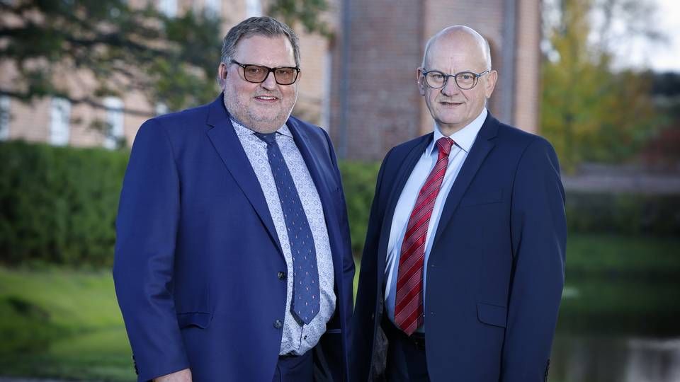 Sparekassen Danmarks to adm. direktører, fra venstre Per Sønderup, tidligere Jutlander Bank, og Vagn Hansen, tidligere Sparekassen Vendsyssel. | Foto: PR/Sparekassen Danmark