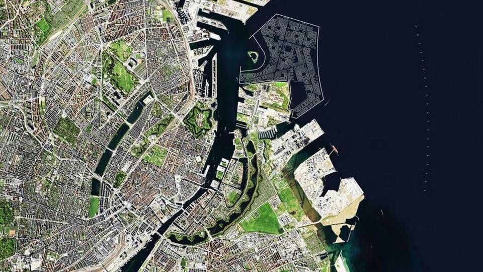 Transportministeriets projekttegning af Lynetteholmens placering ud for København. | Foto: Transportministeriet / PR