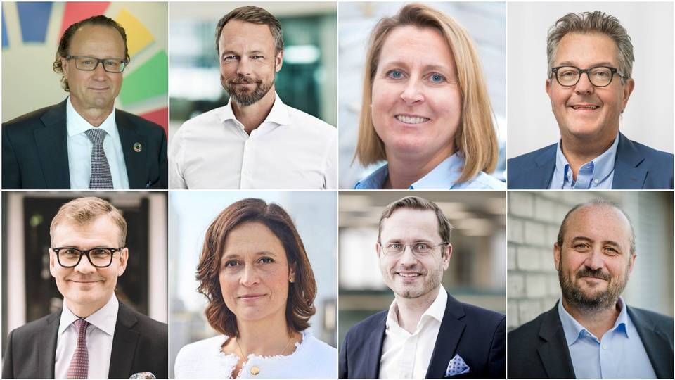 Jan Erik Saugestad, Peter Kjærgaard, Magdalena Wahlqvist Alveskog, Olof Neiglick, Maunu Lehtimäki, Javiera Ragnartz, Snorre Storset and Håkon Hansen. | Photo: PR/Storebrand, Nykredit, Handelsbanken, Swedbank Robur, Evli, SEB, Nordea and DNB