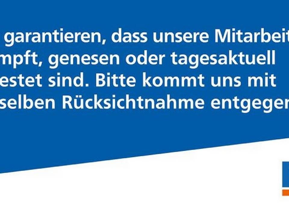 Plakat der Volksbank Hessen zur 3G-Pflicht für Kunden. | Foto: Volksbank Mittelhessen
