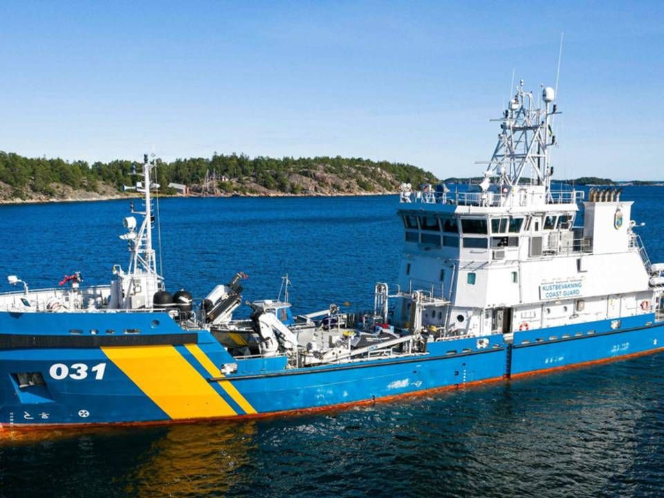 Den svenske kystvagt er involveret i slukningsindsatsen | Foto: Jonathan Nackstrand/Ritzau Scanpix