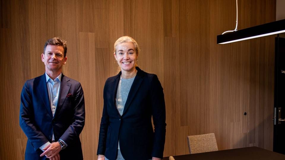 Adm. dir. Arild Andersen i Handelsbanken Norge og styreleder Rebekka Glasser Herlofsen. | Foto: Daniel Gauslaa