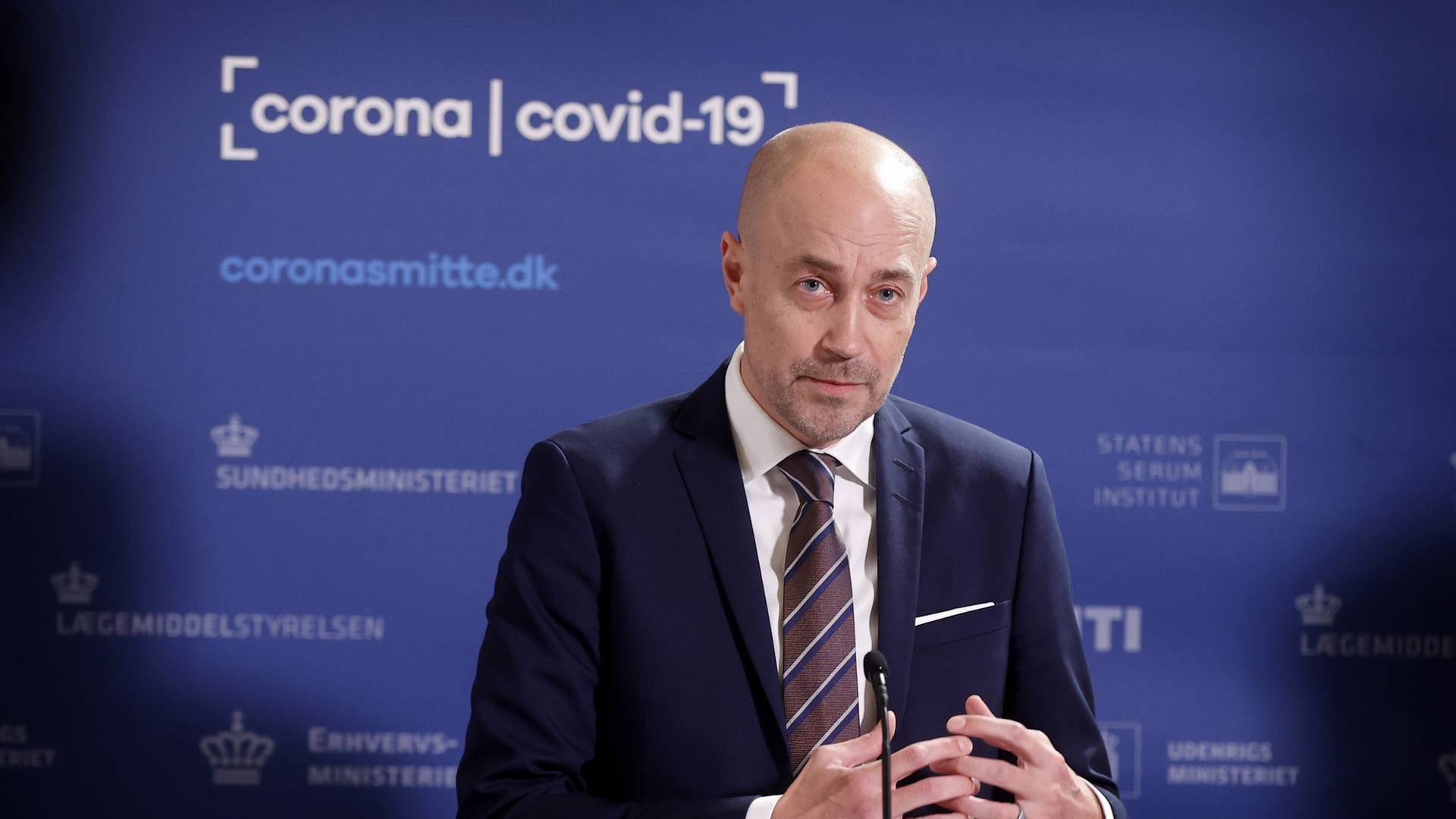 Sundhedsminister Magnus Heunicke under et pressemøde i Spejlsalen i Statsministeriet med nyt om coronasituationen i Danmark, fredag 17. december 2021. | Foto: Jens Dresling